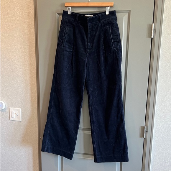 Everlane Pants - Everlane High Waisted Dark Blue Corduroy Trousers